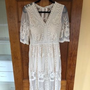 White dress lace romper - engagement photo dress